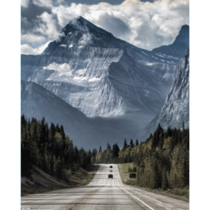 On the Road mini poster 40x50 cm – reis illustratie poster met weg landschap